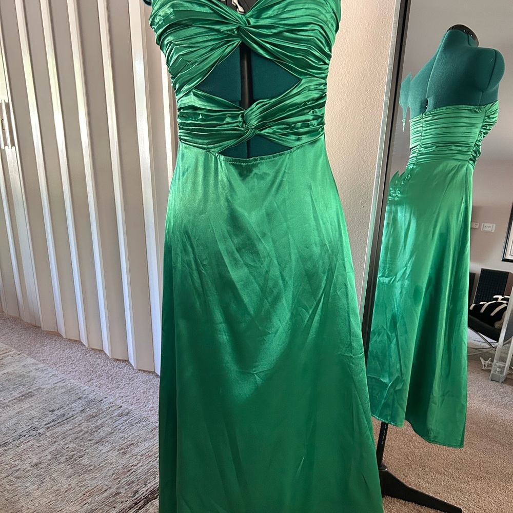 Elegant Green Satin Dress